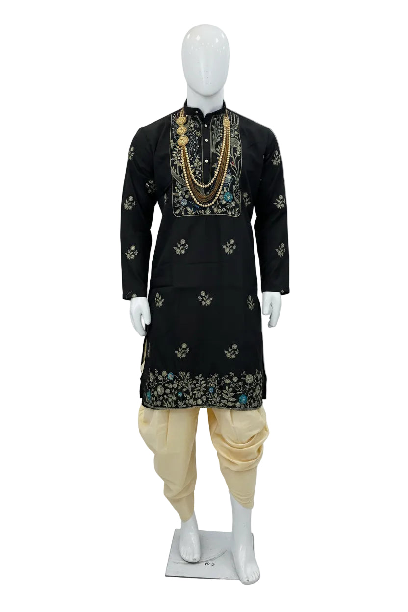 black Daman embroidery kurta with patiala pant