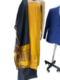 Cotton and silk weaving in Ikat design pochampally 3 piece dress material unstitched.