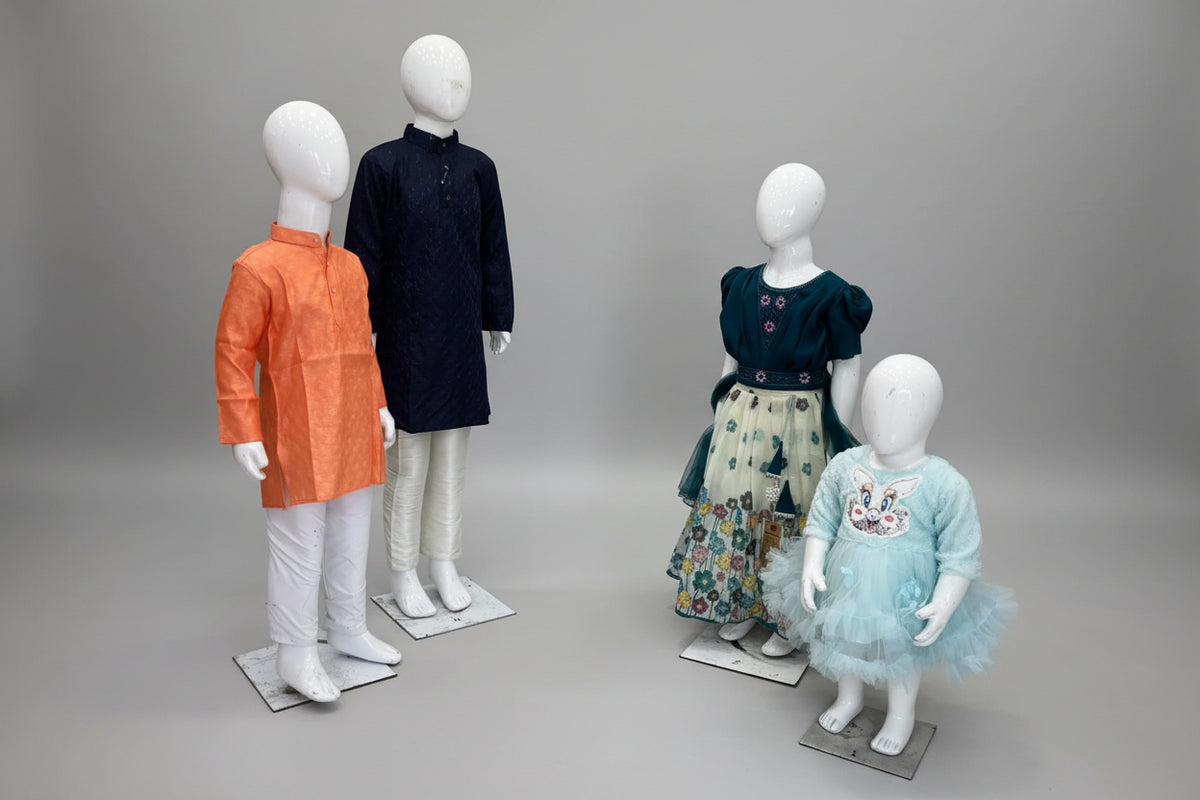 all kids wearing tradition and ethnic wear. and banarasi kurta pyjama for boys