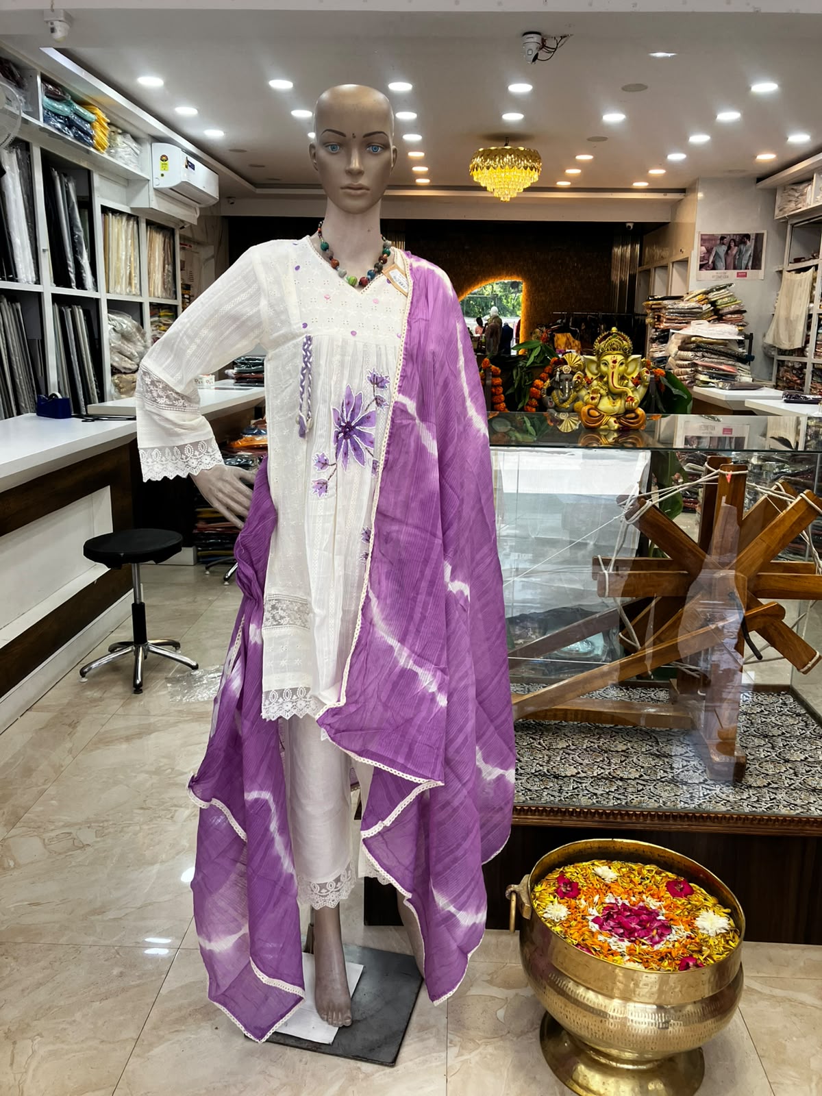 ladies khadi kurti 3 piece