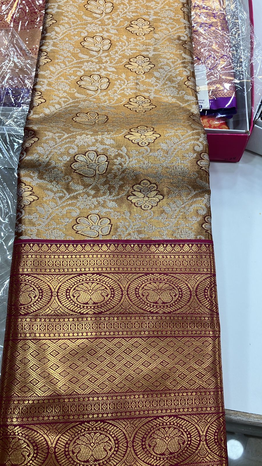 pattu saree with contrast border