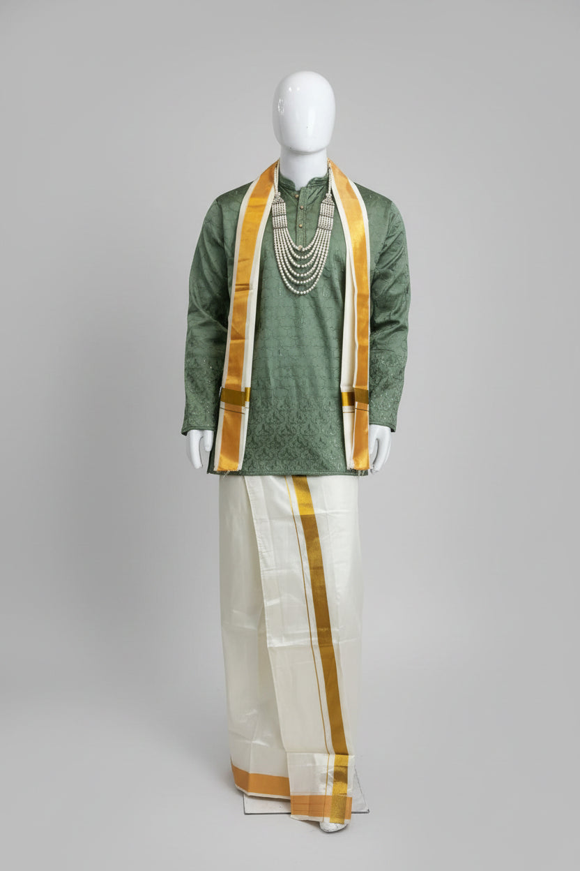 Silk Dhoti , Khanduwa with Short Kurta